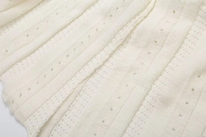 Elegant Knit Dress For Women White Slim O-neck Single Breasted Short Sleeve Long Dresses Female 2025 Spring Fashion Lady Robe