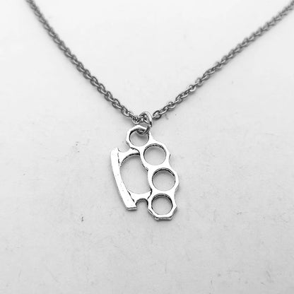 Brass Knuckles Pendant Necklace for Women Men Neck Chain Vintage Summer Gothic Goth Jewelry Trend 2022 Accessories Holiday Gifts