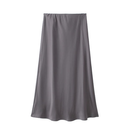 Satin Skirt Woman High Waist Elegant Long Skirts For Women Fashion Summer Midi Skirt Office Women's Skirts