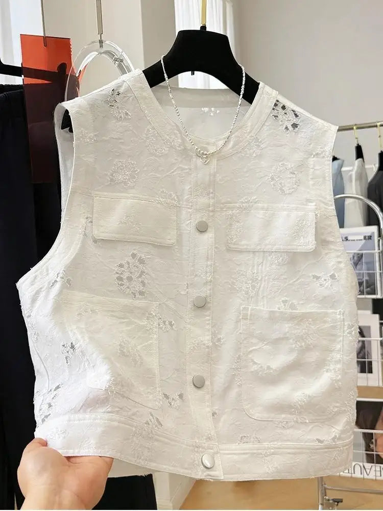 Tops For Women 2025 Summer Elegant Tank Vest Top Ladies Fashion Casual White Sleeveless Vest Tops