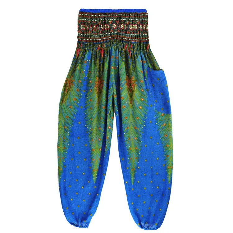 Women's Yoga Pants Printed Ethnic Style Loose Yoga Trousers Bloomers High Waist Fitness Sports Crotch Dance  Sweatpants