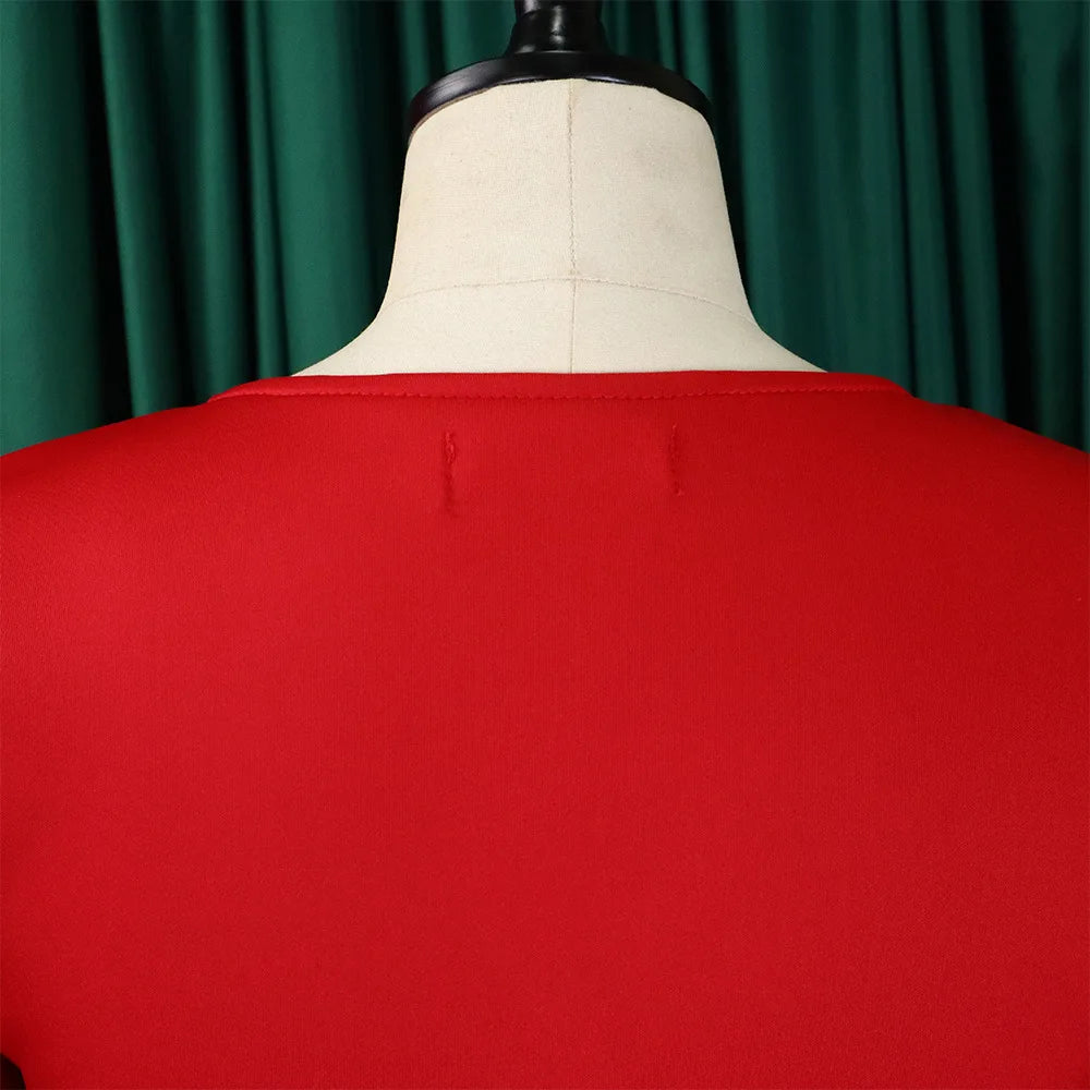 Dress Women Sexy Dresses White Round Neck Flare Sleeve Party Sheath Pleated High Waist Work Elegant Bodycon Mid Length Vestidos