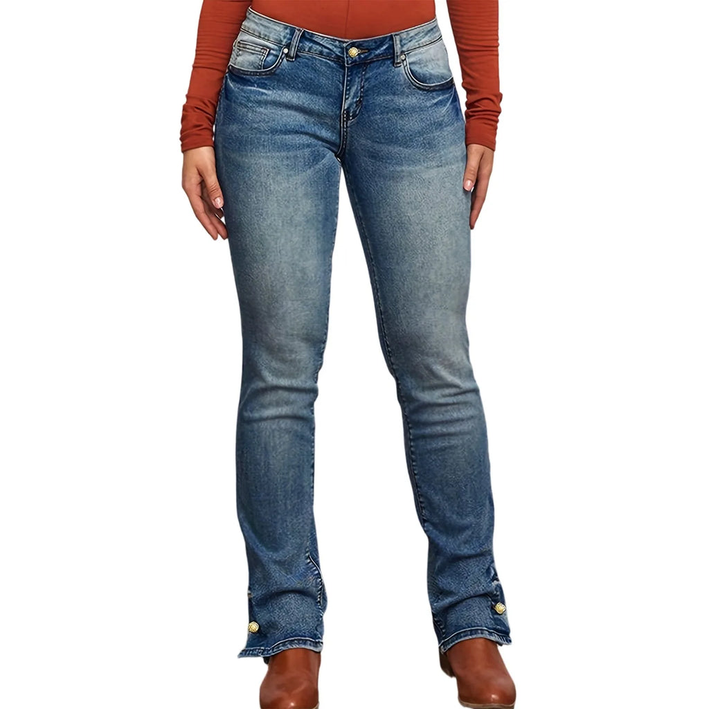 Women's Classic Denim Pants Fashion Vintage Low Waist Skinny Denim Trousers Daily Causal Versatile Trendy Streetwear Jeans