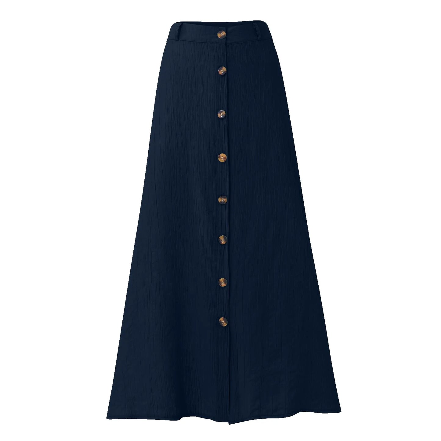 Midi Skirts For Women Bohemian Style Daily And Versatile Half Skirt Fashion Plain Color Basics High Waist Beach Button Dress