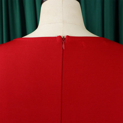 Elegant Church Dresses for Women 2023 New Arrivals Fashion Two Color Patchwork Fitted Ladies Knee Length Formal African Dress