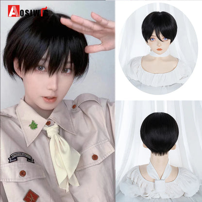 AOSIWIG  Short Curly Cosplay Men Boy Party Light Yellow Synthetic Heat Resistant Hair Wigs Men's Breathable Wig