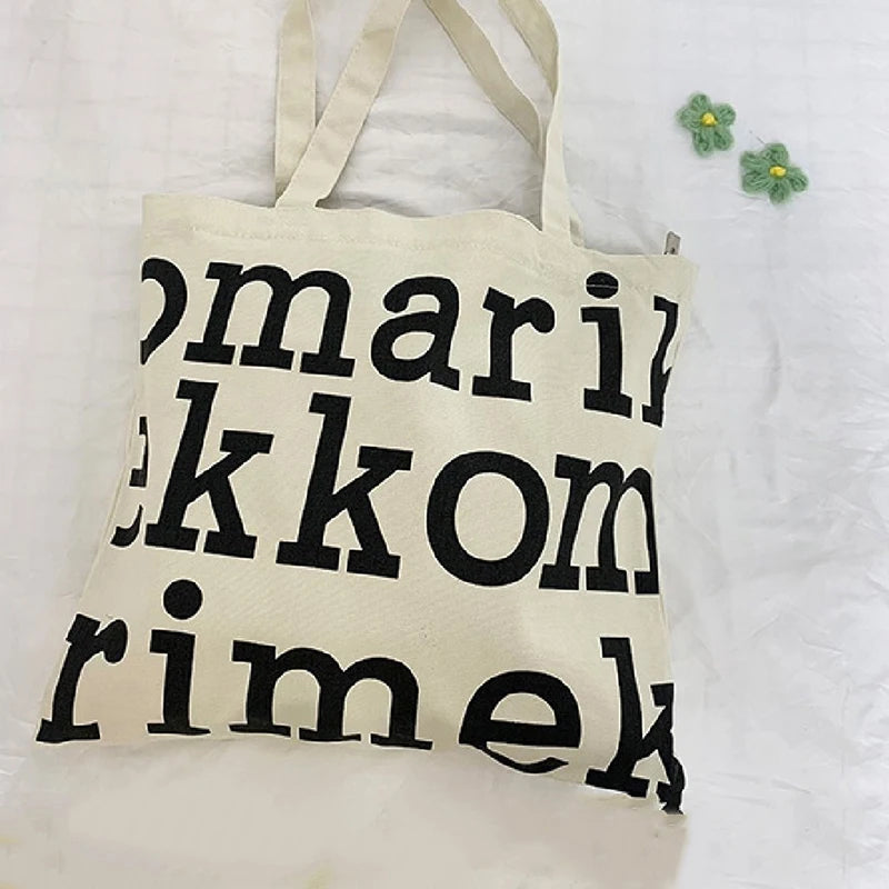 Women's Bag Cheap Casual Large Capacity Shoulder Bags Shopper Canvas Letter Fashion Harajuku Zipper Print Handbags