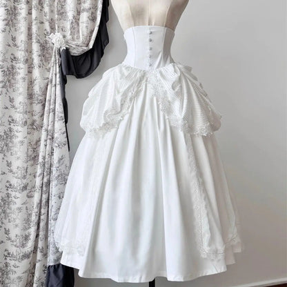 Japanese Skirts for Women 2025 Faldas Mujer De Moda High Waist A-line Jupe Lolita Style Patchwork Lace Vintage Long Skirt 49C903