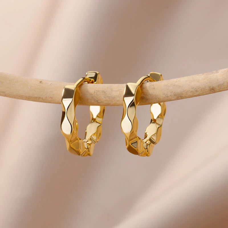 Heart Stainless Steel Earrings for Women Zircon Gold Color Hoop Earring Aesthetic Waterproof Ear Piercing Jewelry Accessories