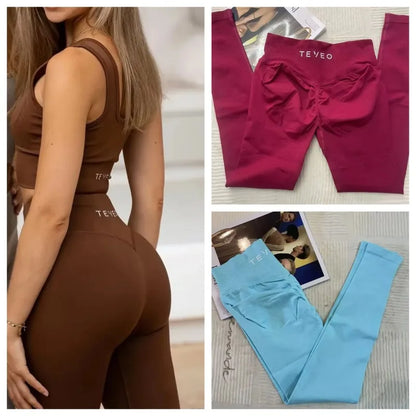 2025 Women's Alphabet Yoga Pants Double-sided High-waisted Quick-drying Fitness Wear Outdoor Running Leggings TEVEO summerr