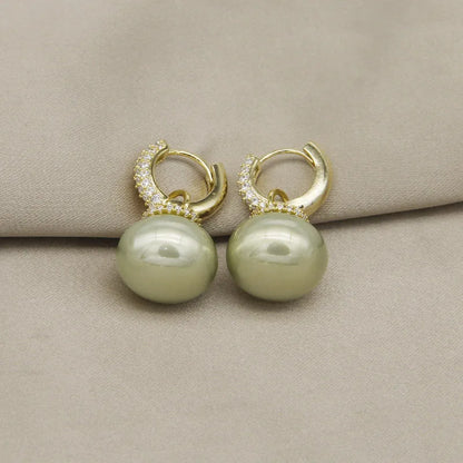 Korean Version High Quality New Atmospheric One Two Wear Colorful Blue Pearl Circle Ear Button Design Eardrop for Girls.
