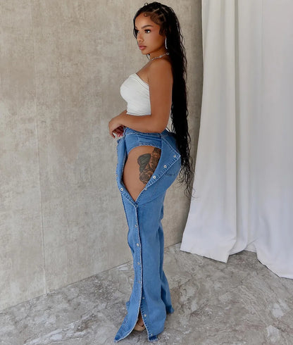 Jeans Women Denim Pant Long Pants Slim Fit Tight High Waist Solid Casual Regular Button Pocket Sexy Trousers Summer 2024