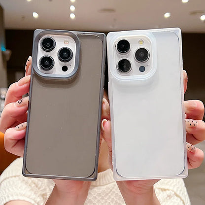 Rectangular Clear Case For iPhone 16 15 Pro Max 14 Plus 13 12 Pro Max 11 Shockproof Camera Lens Protection Soft TPU Phone Cover