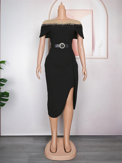 Elegant Party Dresses For Women 2025 Spring Summer Short Sleeve Bodycon Robe African Wedding Prom Evening Dress Ladies Clothing