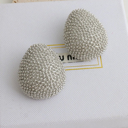 Modern Jewelry Popular Design Bead Feeling Metal Oval Teardrop Earrings For Women Party Gifts Exaggerative Ear Accessories