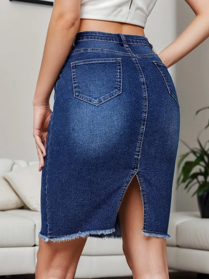 New Arrival High Waist Denim Skirt Women 2025 Fashion Streetwear Slim Bodycon Midi Jean Skirts