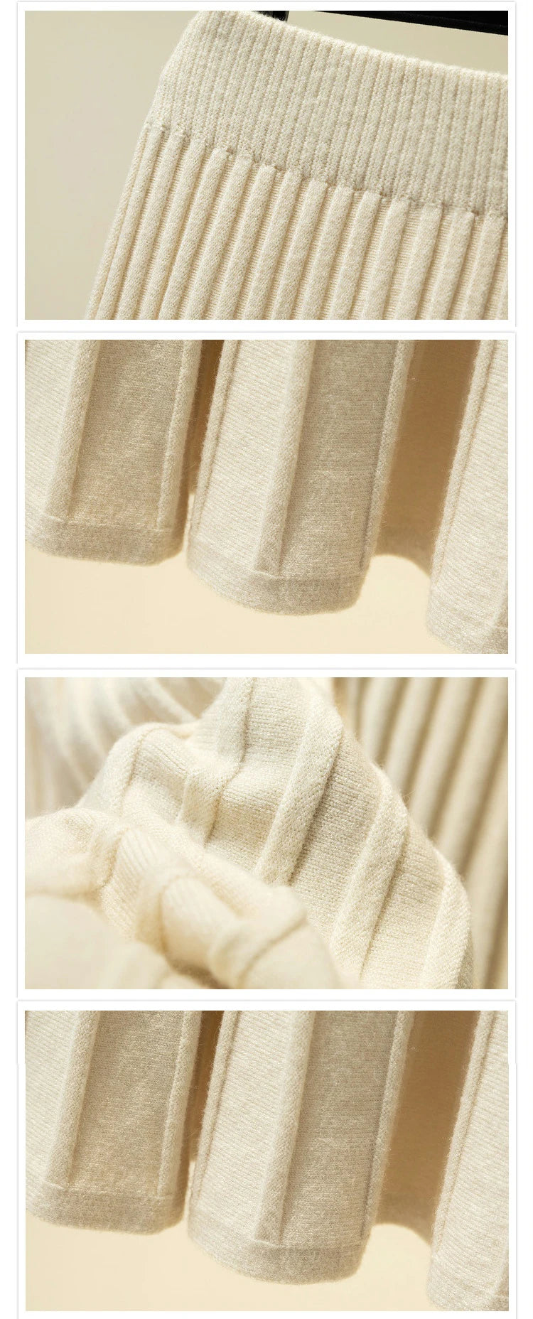 Knitted Skirts Women Autumn Thick Pleated Long Skirt Vintage High Waist Ribbed Female Solid Skirts Casual Streetwear 2025