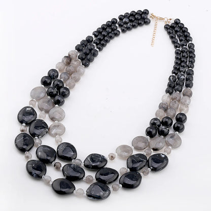 New Handmade Beaded Necklace for Women Multi-layers String Larger Size Bib Statement Necklaces Party Wedding Accessory