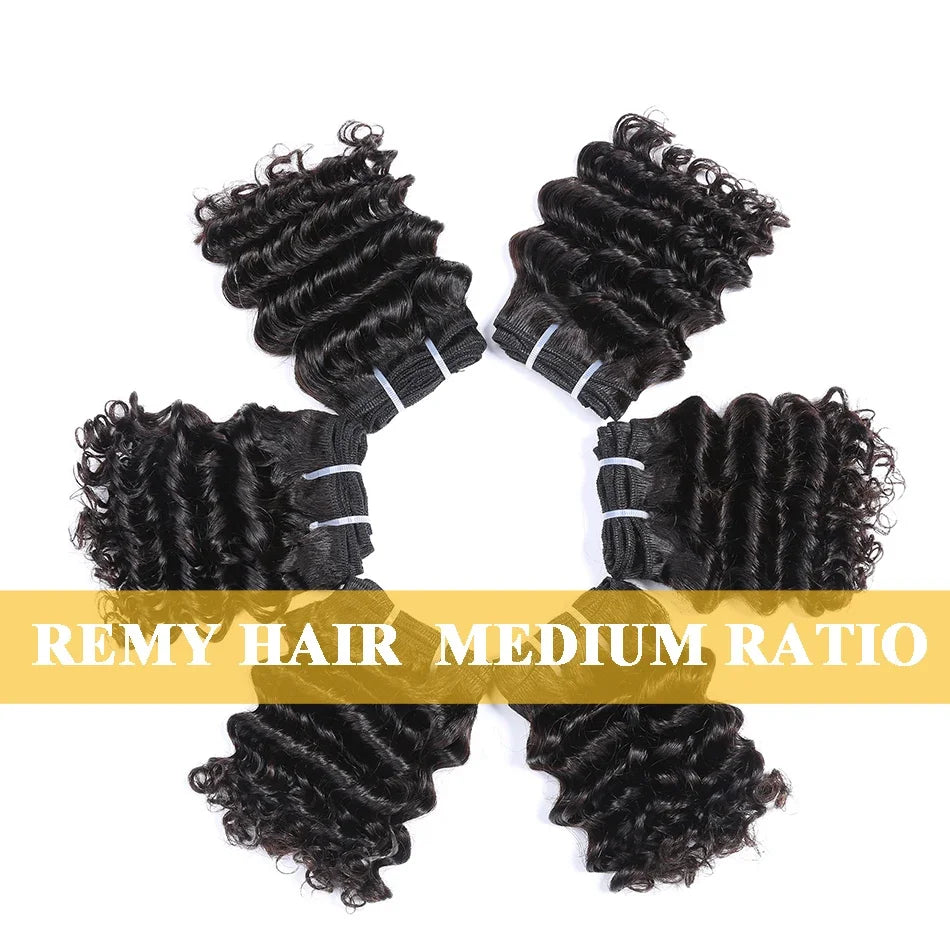 Short Bouncy Curly Human Hair Bundles 100% Human Hair Weft Brazilian Hair Weave Bundle Cheap short deep loose ocean wave bundles