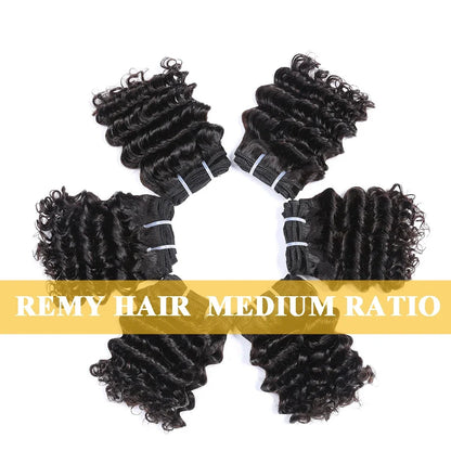 Short Bouncy Curly Human Hair Bundles 100% Human Hair Weft Brazilian Hair Weave Bundle Cheap short deep loose ocean wave bundles