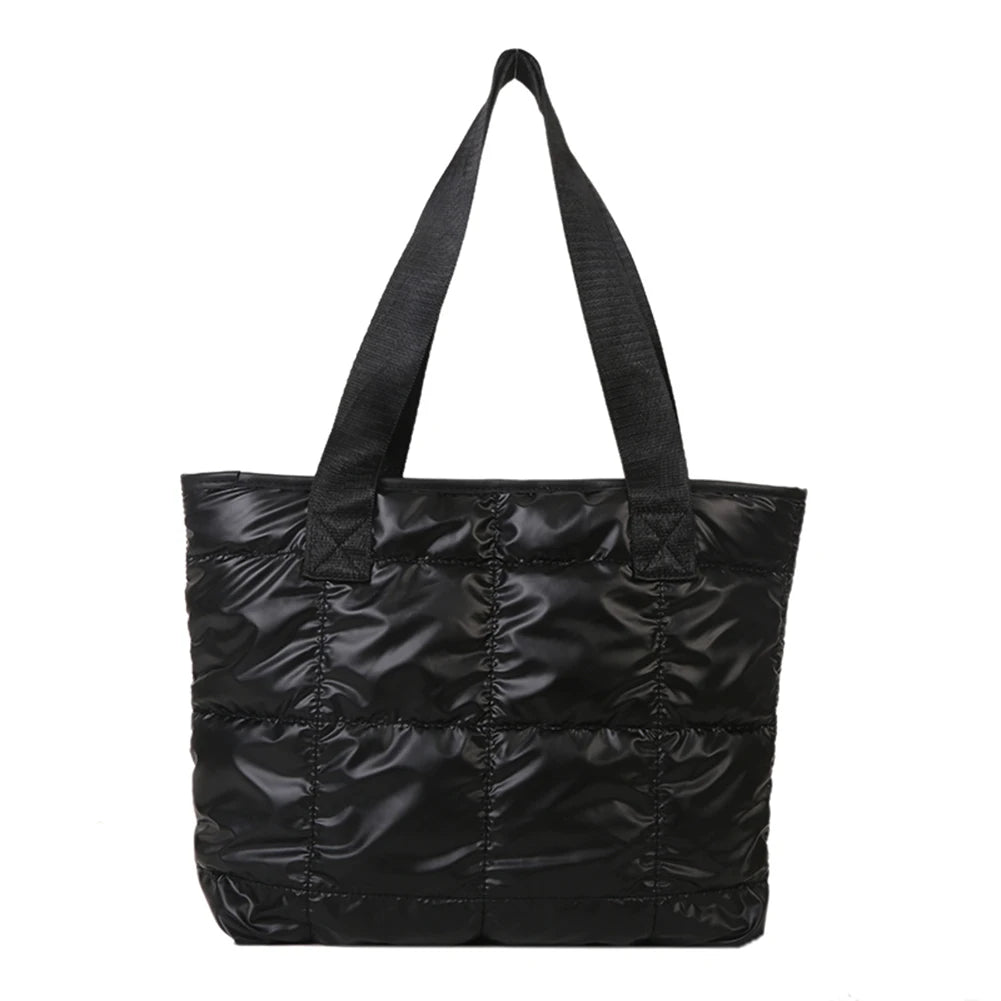 Fashion Tote Handbags for Women Black Large Capacity Soft Rhombus Bags Vinatge Quilted Shoulder Bag Purse for Travel Shopping