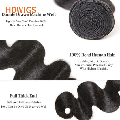 Body Wave Unproccessed Virgin Human Hair Bundles 1pc High Quality One Donor Hair Weave Raw Virgin Hair Weft for Women Natural