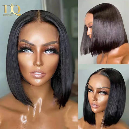 Glueless wigs Wear & Go Lace Front Human Hair Wigs For Women 8-18 Inch Brazilian Straight Short Bob 13X4  Lace Frontal Real Wig