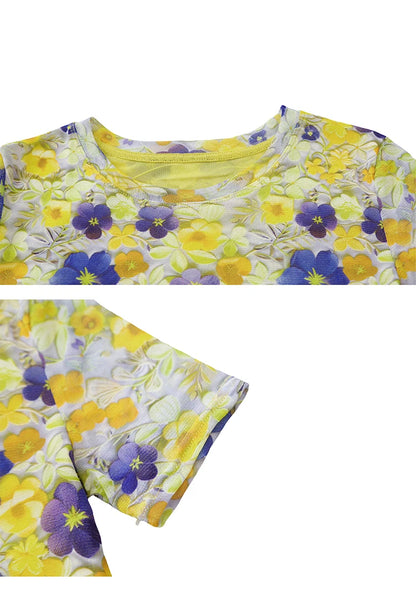 Summer Tops for Women: Breathable Mesh-Lined Slim Fit Tee with Trendy Prints Youthful Mother's Casual Short Sleeve T Shirts