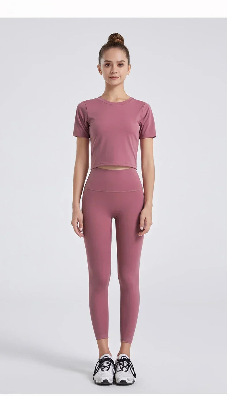 High Waisted Nude Feeling No Embarrassment Line Yoga Pants Women Stretch Firming Lift Hip Sports Fitness Bottom Pants