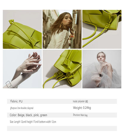 Weave Handbag Women Woven Bags Small Drawstring Bucket Shoulder Messenger Bags Luxury Famous Brand Designer Purse Female bag