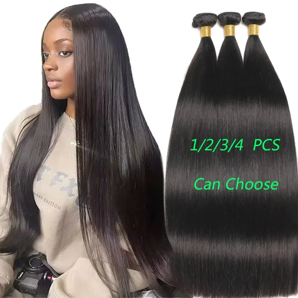 12A Brazilian Bone Straight Hair Bundles Wholesale Cheap Natural Color 100% Virgin Human Hair Extensions For Black Women
