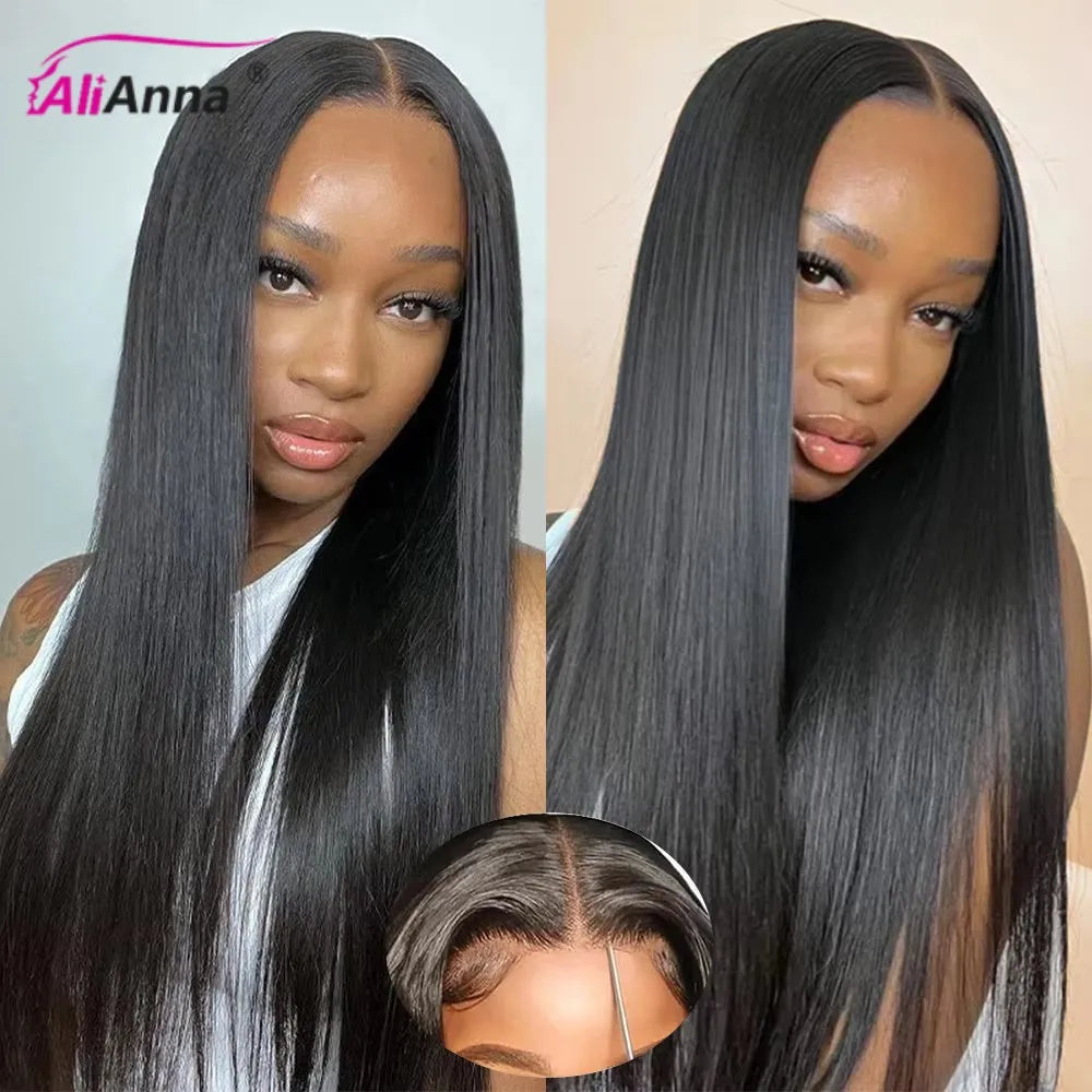26 28 30Inch 6X4 Straight Glueless Wigs Human Hair Ready To Wear Go Human Hair Wigs Brazilian Pre Cut Closure Wig Human Hair Wig
