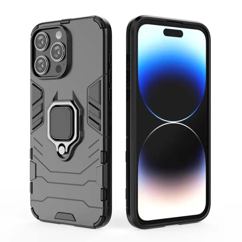 Shockproof Armor Case For iPhone 14 15 Pro Max Cover Holder Back Coque for iphone 11 12 13 Mini 7 8 Plus X XR XS Phone Cases