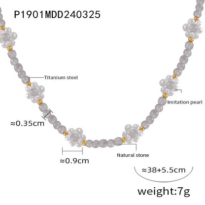 Women's Necklace Elegant Handmade Bead Color Natural Stone Woven Collarbone Chain Fashionable and Versatile Jewelry Accessories