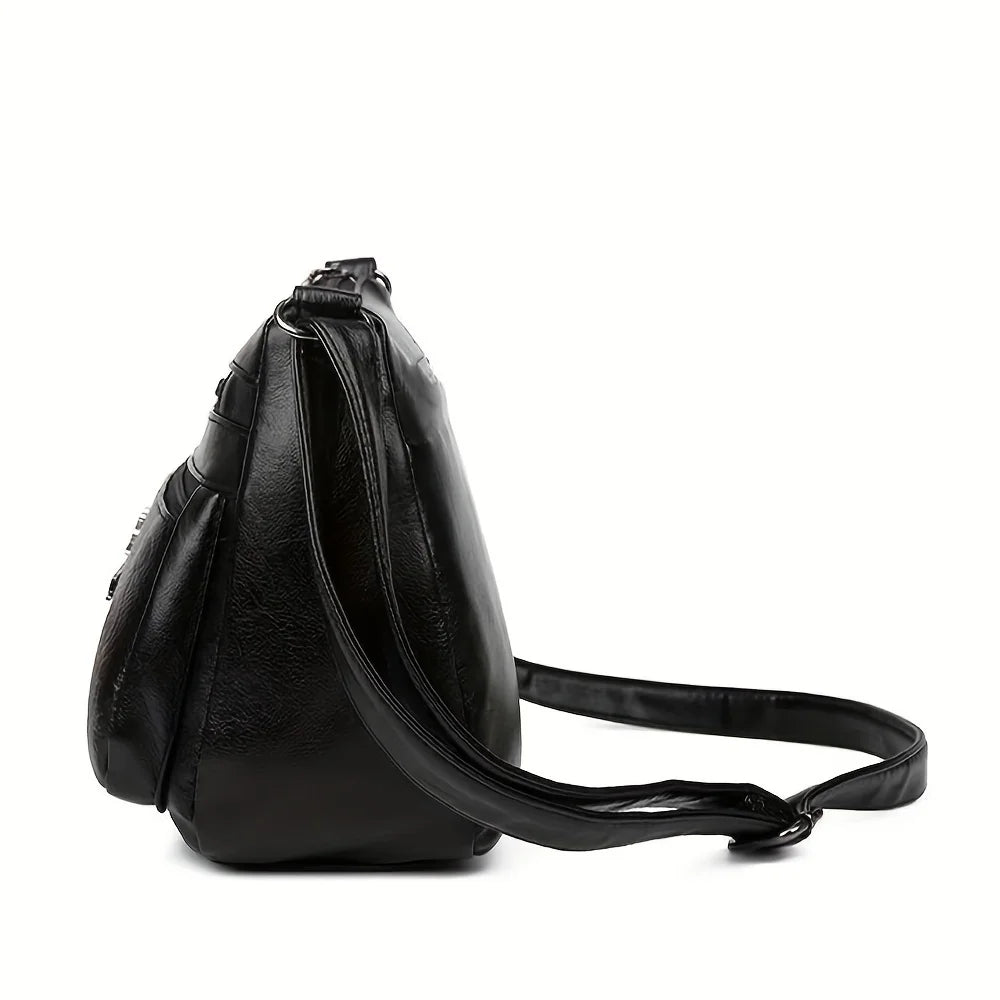 Women Pu Texture Middle-Aged Women's Bag Mom Bag New Bag Women's Classic Pattern Single Shoulder Crossbody Bag