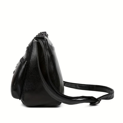 Women Pu Texture Middle-Aged Women's Bag Mom Bag New Bag Women's Classic Pattern Single Shoulder Crossbody Bag