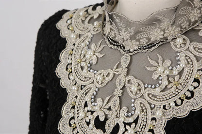 Women T Shirts Vintage Spring Winter Tees Autumn Lace Beads Hole Sexy Tops Warm Blouse Top Casual Full Long Sleeve Shirt