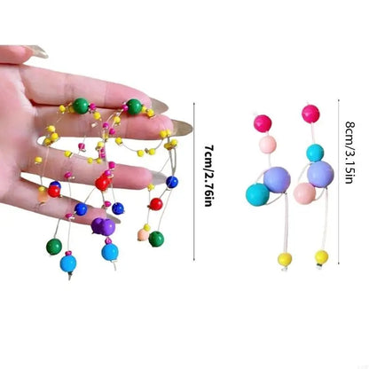 Long Colorful Earrings with Beads Colorful Beaded Earrings Eye Catching Earwear