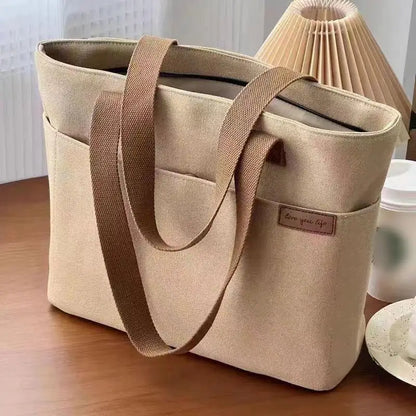 New Canvas Tote Bags for Women Large Capacity Single Shoulder Bag Student Classes Commute Carrying Bag Ladies Casual Handbags