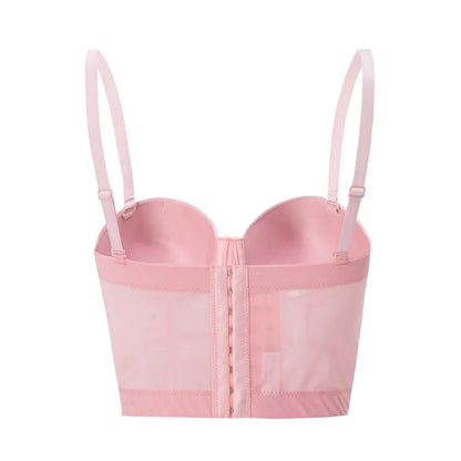 Top Women Bra Bandeau Corset Underwear Sexy Sleeveless with Chest Pad Ladies Y2K Lace Tank Tops Wrapped Vest Tube Top Cropped