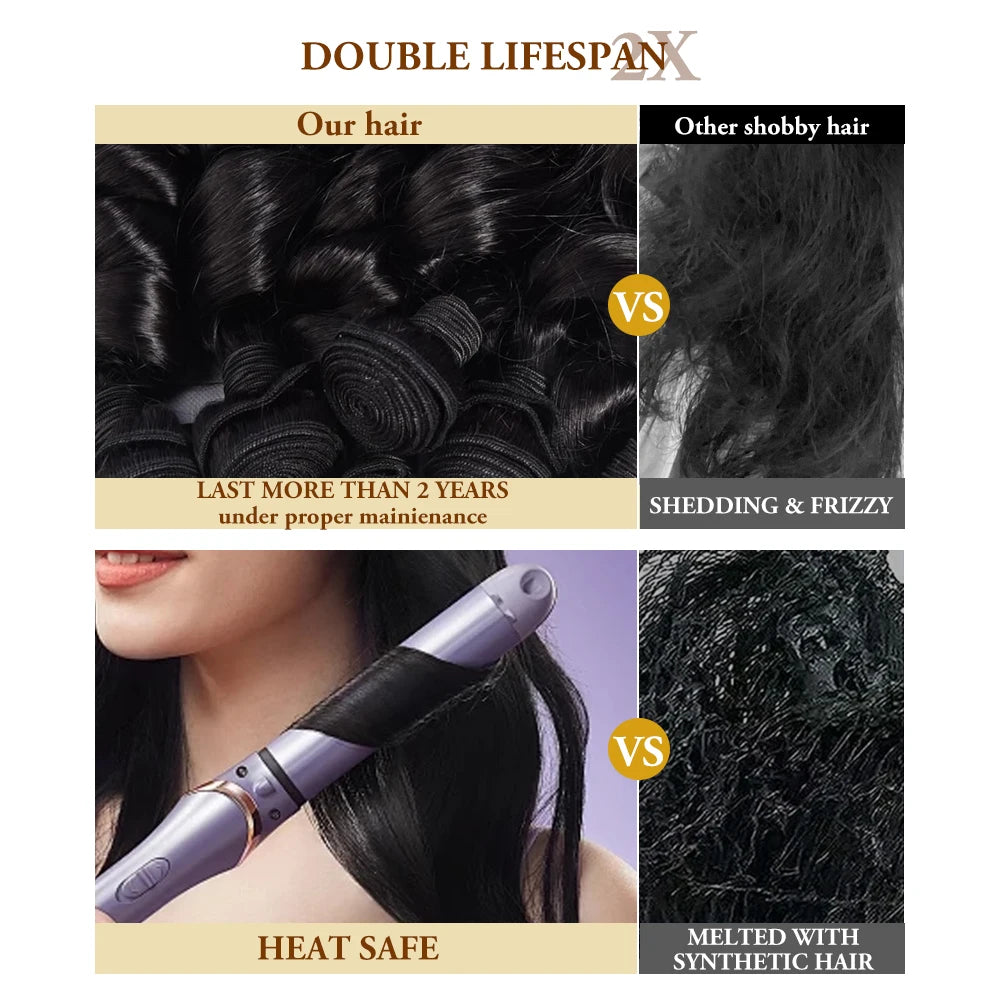 30 Inch Loose Wave Bundles 100% Human Hair Natural Black 14-32 Remy Hair Extensions Raw Hair Bundles For Women 10A Thick Bundles