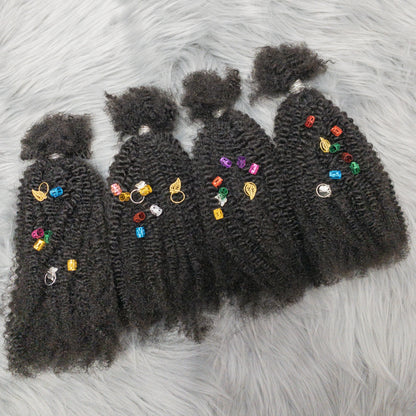 Human Hair No Weft 4C Afro Kinky Curly Virgin Brazilian Human Hair Extensions Weave Bundles Weaving for African Black Women 16"