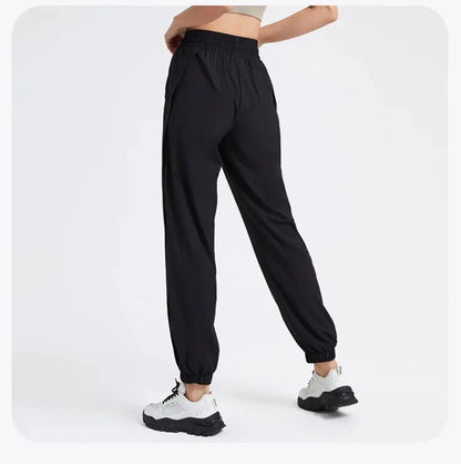 Elastic Waist Yoga Pants for Women Loose-Fitting Workout Pants Wide-Leg Drawstring Closure Stretchy High Waisted Jogging Jogger