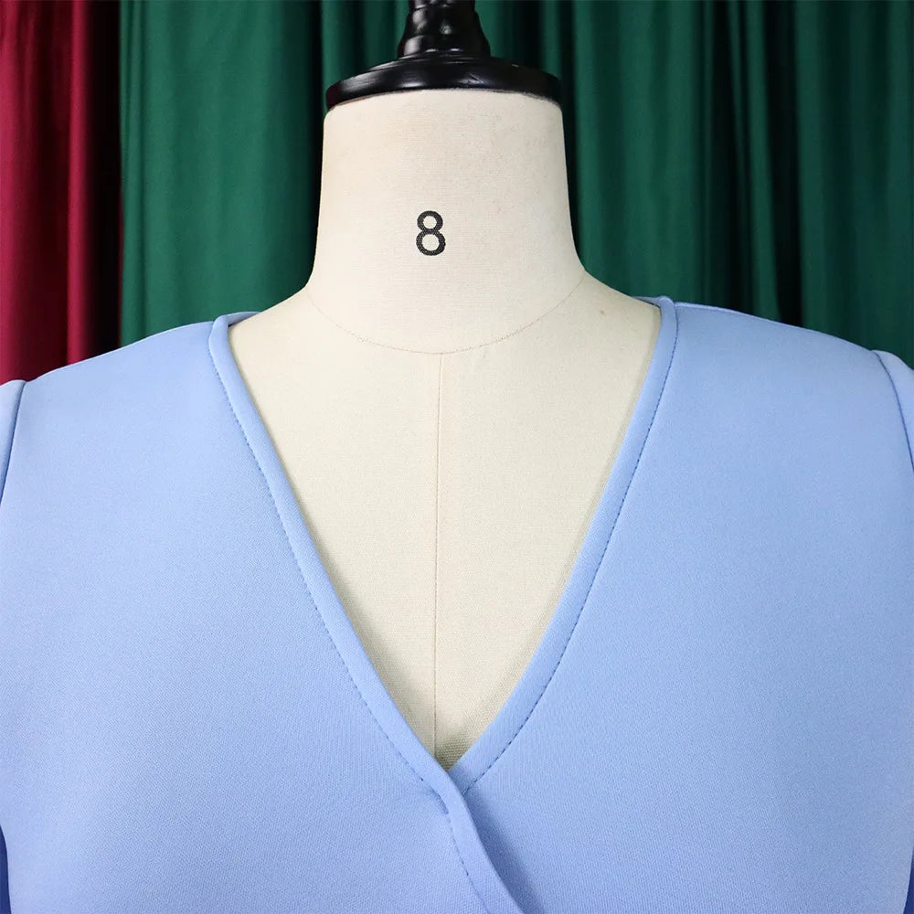 Dress Women Sexy Dresses White Round Neck Flare Sleeve Party Sheath Pleated High Waist Work Elegant Bodycon Mid Length Vestidos