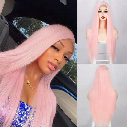 I's a wig Long Straight White Cosplay Wigs Synthetic Wigs for Women 60 613 Blonde Grey Pink Black Color for Daily Party Lolita