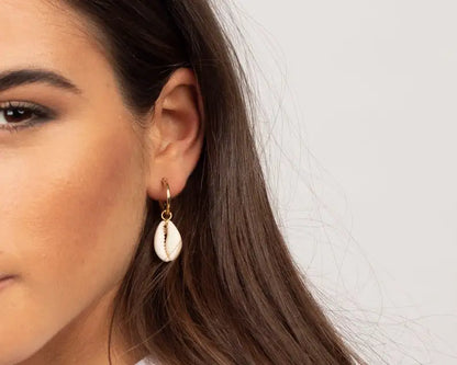 Cowrie shell earrings, Shell earrings, Shell hoops, Cowrie Boho earrings, Summer earrings, Beach earrings, Beach jewelry