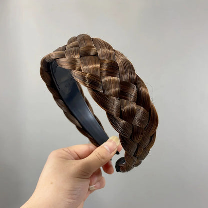 Wig Twist Headbands for Women Wide Fashion Fishbone Braids Hairbands Handmade Retro Head Hoop Styling Headwear Accessories