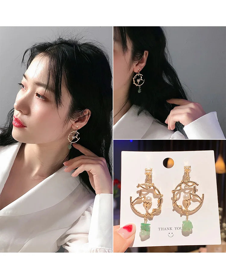 Korean Style Clip on Earrings No Pierced Earrings Women's Party Birthday Fashion Flower Heart Cute Cuff Earrings Ear Clip Gift