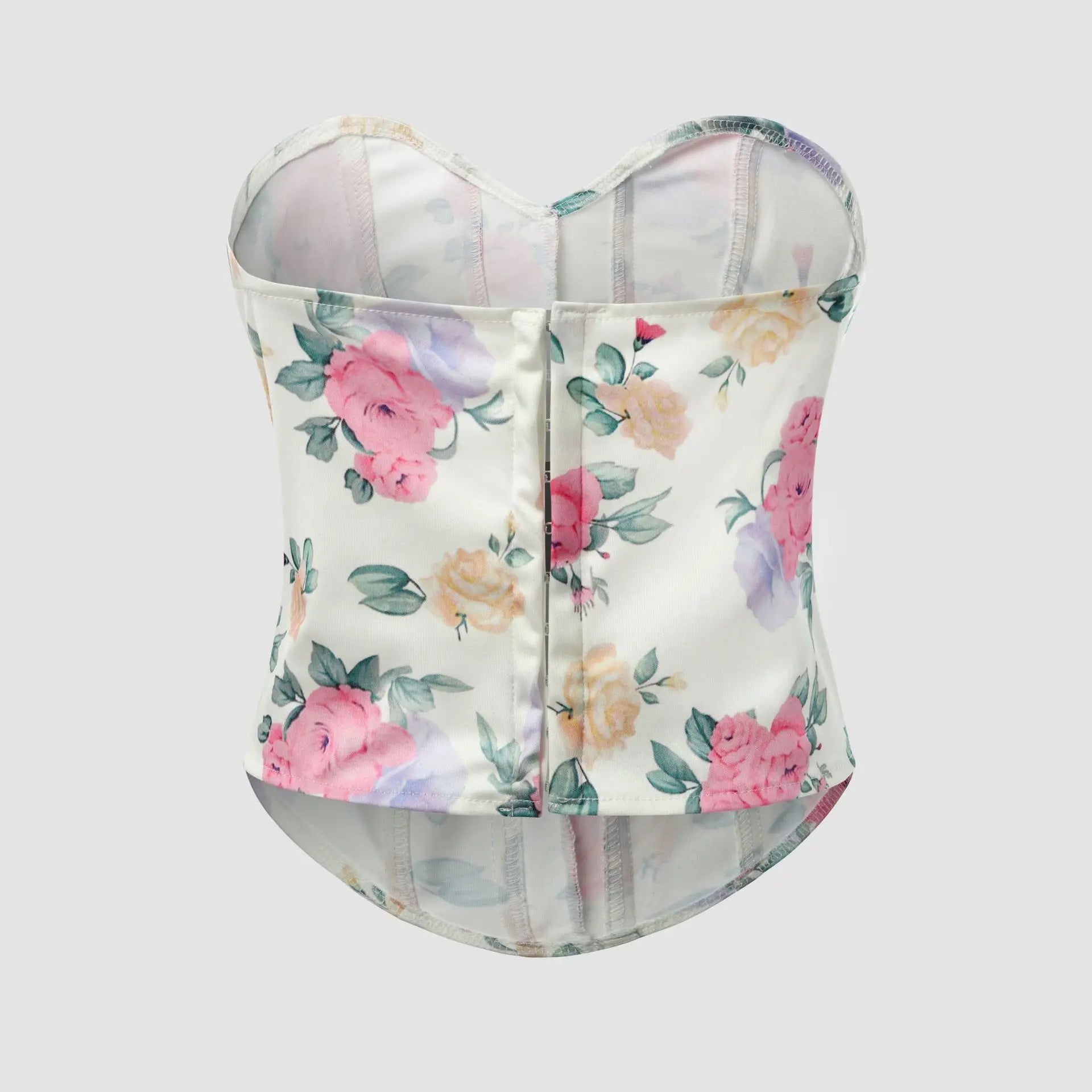 Women Floral Top Sexy Spicy Girl Tank Top Low cut Open Back Flower Wrapped Chest Diamond Fish Bone Strap Waist Vest Tank Top