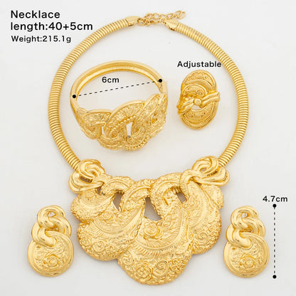 Women Necklace Earrings Arab Fashion Luxury Jewelry Set Large Pendant Earrings Necklace Gold Plated Dubai Party Jewellry Gift